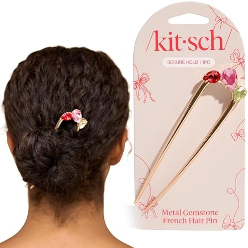 Kitsch Gemstone French Hair Pin for Women - Gold Hair Accessories, 1pc by Kitsch