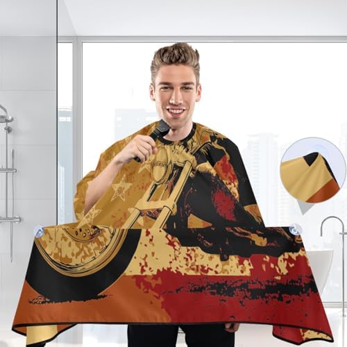 Blueangle Skull Motorcycle American Flag Barber Cape Waterproof Salon Hairdresser Cape with Adjustable Snap Closure, Perfect for for Men Salon and Home Use - Image 6