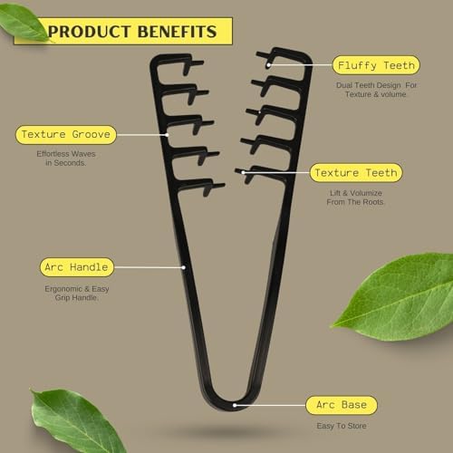 Wide Tooth Comb for Men | Textured Styling Comb for Curly Hair | Hair Volumizer Tool with Fluffy Texture | Plastic Quad Comb for Men's Hair Styling (Black, Large) - Image 4