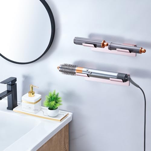 2 PCS Wall Mount Curling Iron Holder and Hair Tool Organizer with Adhesive, Multifunctional Hot Flat Iron and Hair Straightener Holder Storage Stand for Vanity, Cabinet and Wall, Rose Gold - Image 3