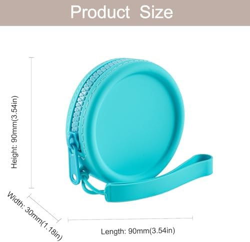 Small Silicone Makeup Bag for Women Round Purse Essentials Portable Cosmetic Accessories Organizer Small Travel Kit Storage Pouch (Blue) - Image 5