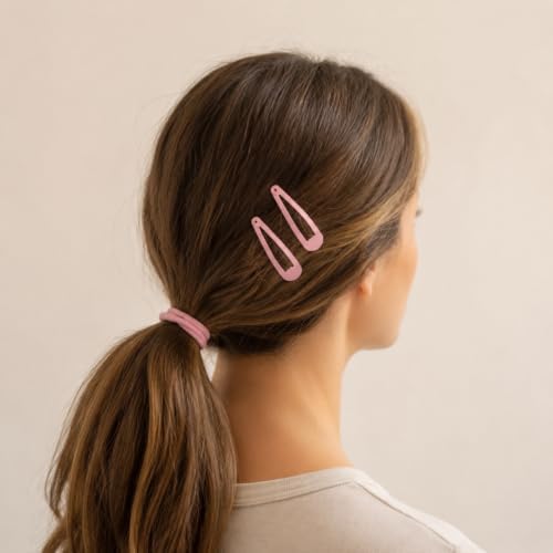 40 Counts Pink Color Metal Snap Hair Clips 2 Inch Barrettes for Women Accessories - Image 4