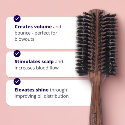 Spornette Deville Boar Bristle Round Brush for Women - Small Round Hair Brush for Blow Drying, Curling & Styling - Adds Shine, Volume & Lift to All Hair Types (1.5 Inch) - Image 3