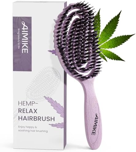 AIMIKE Hemp-Relax Detangling Hair Brush for Wet & Dry Hair, Purple2 by AIMIKE