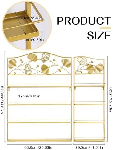 EBANKU Metal Nail Polish Racks, Gold Flower Shape Display Rack Cosmetic Display Case Lipstick Perfume Wall-mounted Shelf Essential Oil Organizer for Home Spa Nail Salon Shop - Image 3