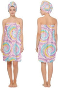 Absorbent Bath Towel Wrap Set (32 X 60 in), Blue Tie-Dye Towel Wrap by HEIFAM