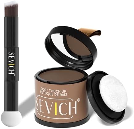 Sevich Hairline Powder 10g with Brush, Instantly Conceals Hair Loss & Thinning & Gray, 48H Waterproof Root Touch Up Powder, Natural Hair Shadow Toppers for Women & Men, 1 Box = 2.5 Boxes,Brown by SEVICH