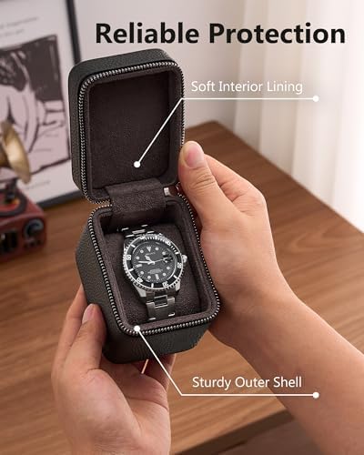 ProCase Single Watch Travel Case for Men, Portable Watch Holder -Black - Image 3