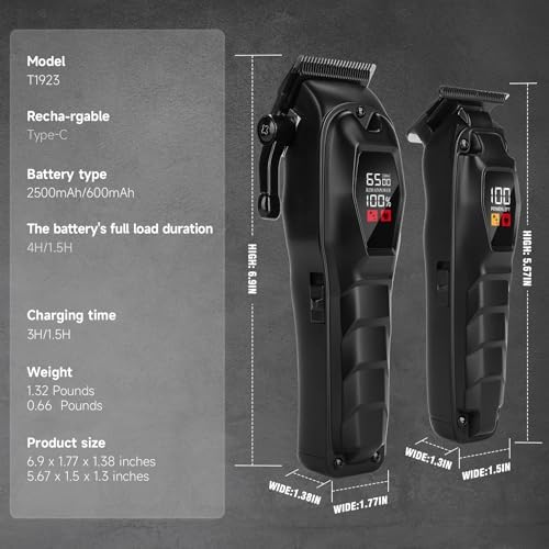 Hair Clippers for Men Professional Hair Trimmer Powerful Beard Trimmer Hair Cutting Grooming Tool - Image 7