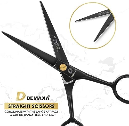 DEMAXA 5" Professional Mustache Scissors Beard Scissors for Men with Fine tip Tweezers 1 Mustache Comb 1 Beard Comb & Pouch – Beard Trimming kit & Mustache Kit (Black Shears With Tweezer) - Image 6