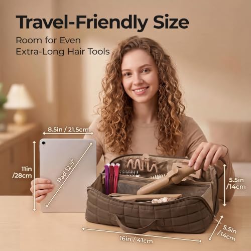 Drak Brown Heat Resistant Case with Mat Pouch for Hair Tools - Image 5