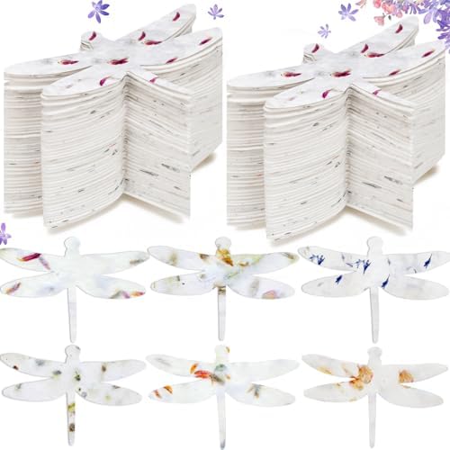 Dunzoom 50 Pcs Plantable Seed Paper Tags Wildflower,Dragonfly Shape by Dunzoom