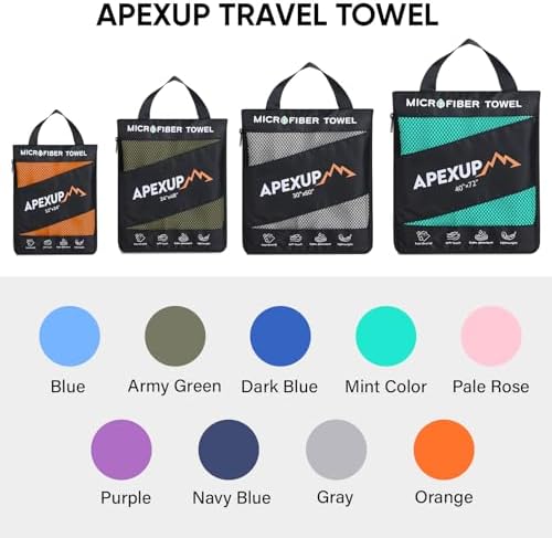 APEXUP Microfiber Travel Towel, Ultra Absorbent Quick Dry Towels, Lightweight Gym Sports Camping Towel for Workout, Yoga, Beach, Shower, Swimming (60"×30", Orange) - Image 5