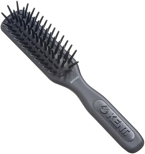 Kent AH10G Airhedz Pro Narrow Pin Hair Brush Narrow Cushion Paddle Brush - Taming Fat Pins, Detangling Long Thick and Curly Hair, Scalp Massager and Growth Stimulator for All Hair Types(Fat Pin, Grey) by KENT