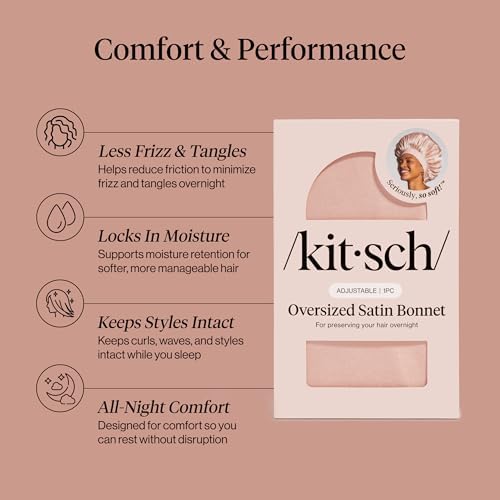 Kitsch XL Satin Bonnet for Sleeping - Blush - Image 3