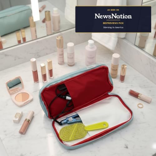 LARGE All in One Travel Toiletry Bag, Makeup Bag with Jewelry Compartment and Heat-Resistant Pocket for Hair Tools - Image 3