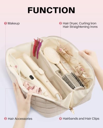 Hair Tools Travel Bag with Heat Resistant Mat, Taupe Beige - Image 2