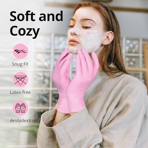 SwiftGrip Pink Nitrile Gloves, 3-mil, Industrial Gloves Disposable Latex Free, for Cleaning & Esthetician, Rubber Powder-Free, 100-ct Box (X-Large) - Image 3