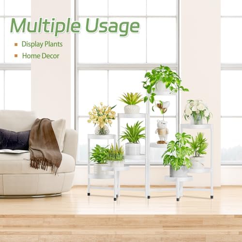 iDavosic.ly Plant Stand Indoor Outdoor, 10 Tier Metal Corner Shelf, White - Image 5