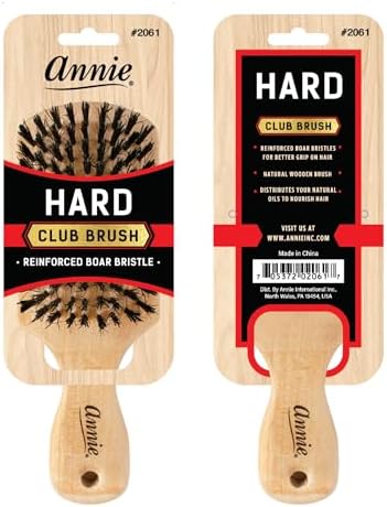 Annie Natural Boar Bristle Hard Club Brush | Reinforced Detangling Hairbrush for Wavy, Straight, Long & Short Hair | Waves Styling & Detangler - Image 2