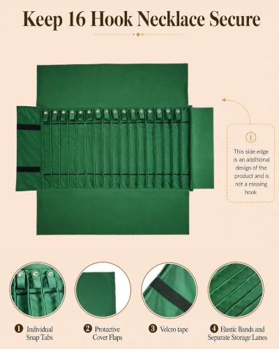 Travel Necklace Organizer, Tangle Free Jewelry Case, 16 Slots - Image 3