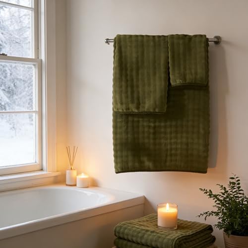COZYART Lint Free 8 Pcs Bathroom Towels Set Ultra Soft Microfiber Fluffy - Image 6