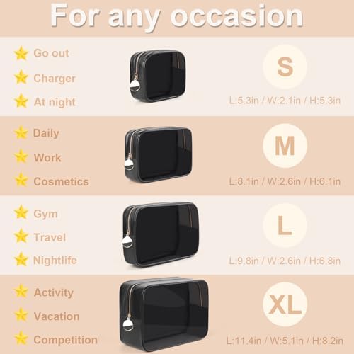 YOPCDJ 4PCS Clear Makeup Bag Set, Waterproof TPU Purse Organizer Pouches, TSA Approved Toiletry Bag, Diaper Bag Organizer Pouch, Travel Organizer Bags for Women and Kids - Image 2