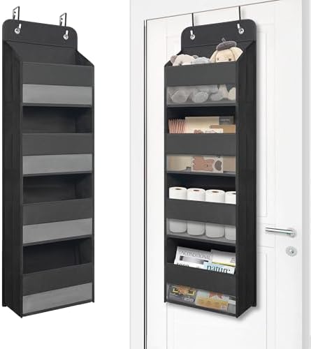 GCreation Over Door Organizer for Bedroom Bathroom Pantry, 4 Shelf Black by Giraffe+Creation