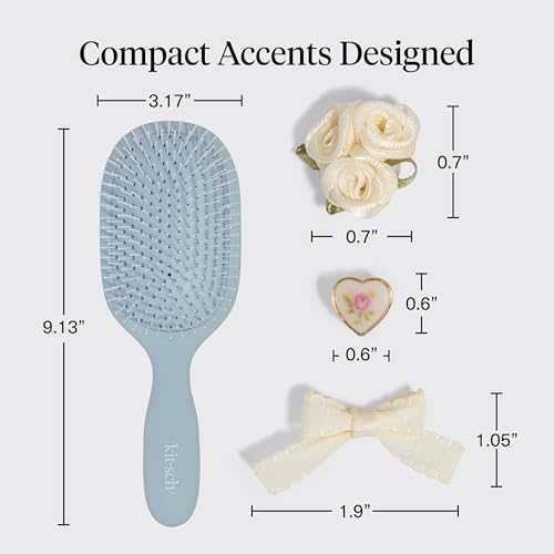 KitschPop™ Paddle Brush | Hair Brushes for Women – Haze Blue - Image 5