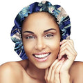 Glow By Daye Satin Bonnet, Double-Layered and Adjustable Satin Sleep Cap, Extra Large, Reversible St. Lucia Navy (Navy Floral) by GlowByDaye