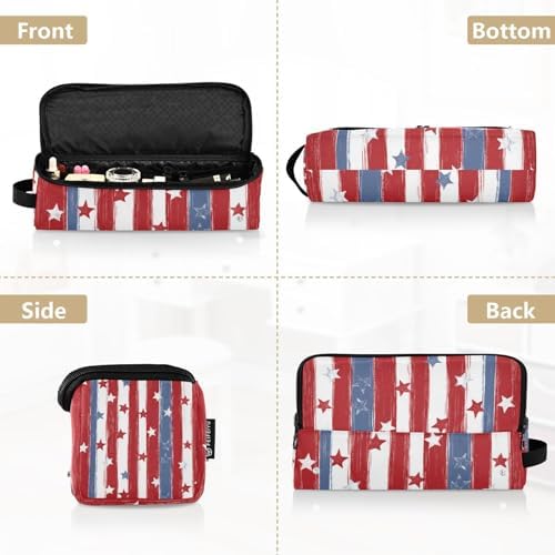 Hair Tools Travel Bag with Heat Resistant Mat 2-in-1 Hot Tools Travel Bag Organizer Flat Curling Iron Travel Case for Straightener Red and Blue Stars Independence Day - Image 5