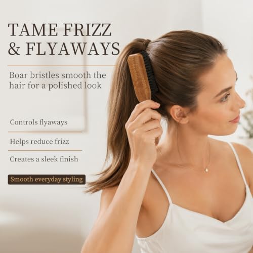Slick Back Hair Brush with Boar Bristle Brings Smoothing Brush - Image 4