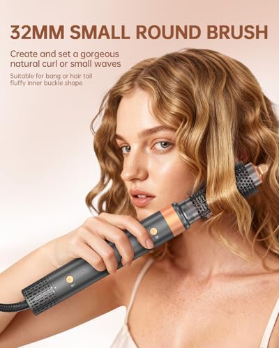 Hot Air Brush Hair Styler, 6 in 1 Hair Dryer Brush Auto Wrap Curlers Frizz-Free Styling Tool for All Hair Types Fast Drying, Curling, Smoothing, Volumizing & Straightening with Negative Ion - Image 5
