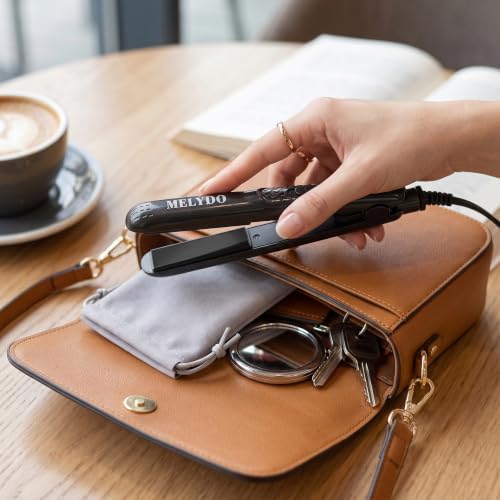 Mini Flat Iron, Ceramic Tourmaline Small Hair Straightener for Short Hair/Bangs, Dual Voltage Travel Hair Straightener, Portable Mini Straightener with Storage Pouch(Black) - Image 5