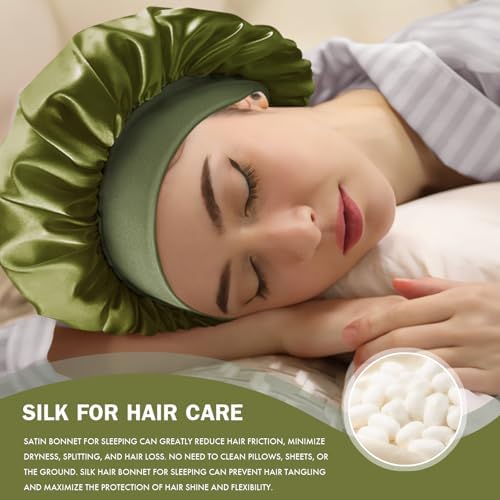 Satin Silk Bonnet for Hair, Double Layer Sleep Cap for Men & Women - Image 3