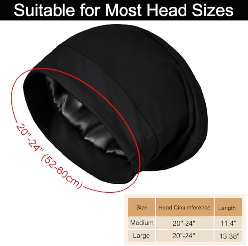 Satin Bonnets for Sleeping Adjustable Silk Lined Bonnet Sleep Cap Hair Wrap - Image 5