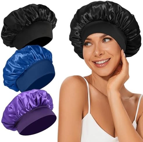 3 Pcs Satin Bonnet, Hair Bonnets Silk Hair Wrap by LEADUWAY