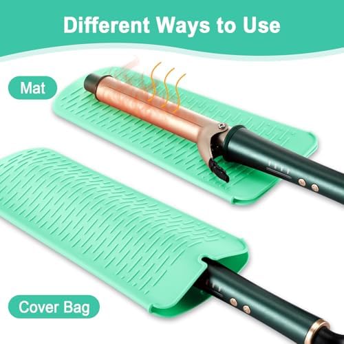 Shappy 2 Pcs Heat Resistant Curling Iron Flat Iron Travel Case,Cactus - Image 4