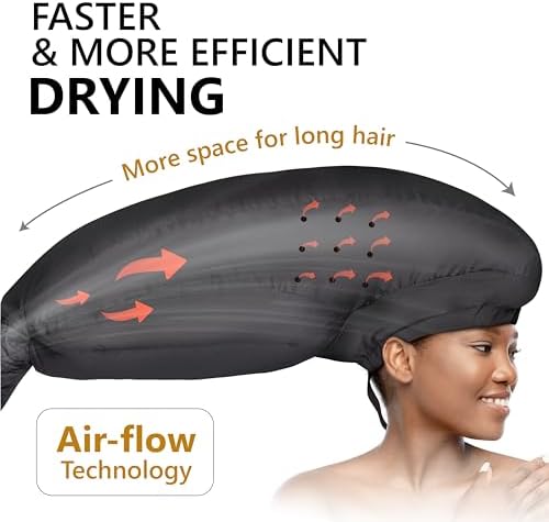 Large Hooded Hair Dryer Bonnet w/Integrated Headband - Reduces Heat Exposure Around Ears & Neck - Enhanced Size for Use with Rollers, Speeds Up Drying Time, Safe Deep Conditioning at Home, Adjustable - Image 4
