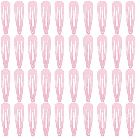 40 Counts Pink Color Metal Snap Hair Clips 2 Inch Barrettes for Women Accessories by PIDOUDOU