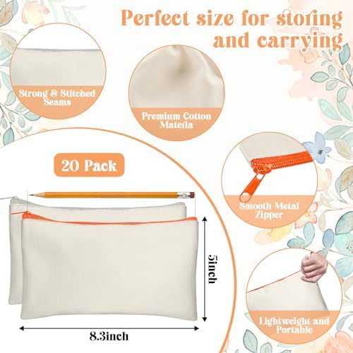 Legigo Blank Canvas Bags Zipper Pouch Makeup Bags Pencil Pouch Bulk - Image 2