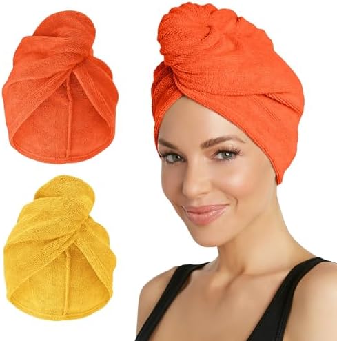 Turbie Twist Microfiber Hair Towel, Golden Rod & Orangeade (2 Pack) by TurbieTwist