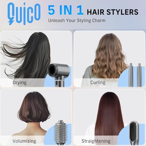 Quico 5 in 1 Blow Dryer Brush Set, Hot Hair Styler with Rotating Curling - Image 2