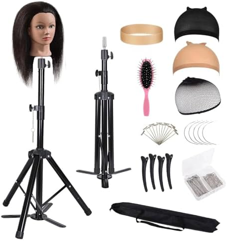 Heavy Duty Wig Stand Tripod, 55" Mannequin Head Stand Tripod for Styling by Unknown