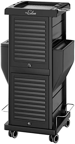 OmySalon Salon Trolley with Lock 6 Drawers, Hot Tools Holder, Hair Cart Organizer w/Wheels, Salon Rolling Cart for Barber Hairdresser Cosmetology Lockable Stylist Storage Station by OmySalon