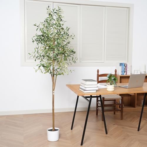 Olive Tree 6FT Fake Tree Faux Plants Indoor with Pot Artificial Tree Nearly Natural Olive Branches and Fruits for Living Room Home Office Decorations - Image 2