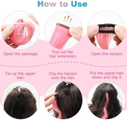 10 PCS Pink and Blue Hair Extensions, Colorful Accessories for Women 17 In - Image 6