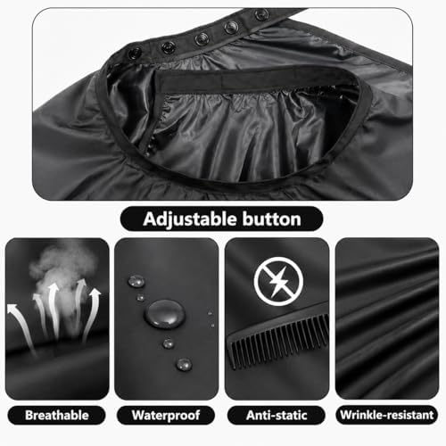 Waterproof Barber Cape 51"x59" Anti-Static Salon Cape with Adjustable Snap Closure for Hairdressing - Image 3
