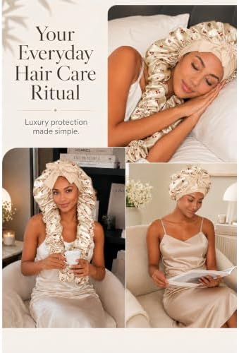 Double Layer Slik Like Satin Bonnet, 33-43" XXL Bonnet for Braids Long Hair - Image 4