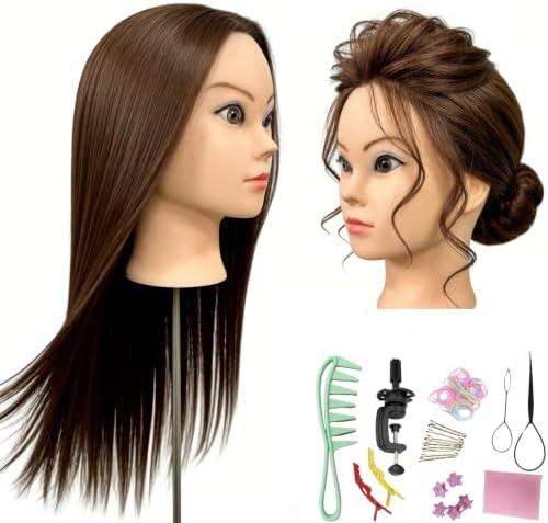 Cosmetology Mannequin Head with Hair - Practice Hair Styling & Braiding by Yiifiulyn